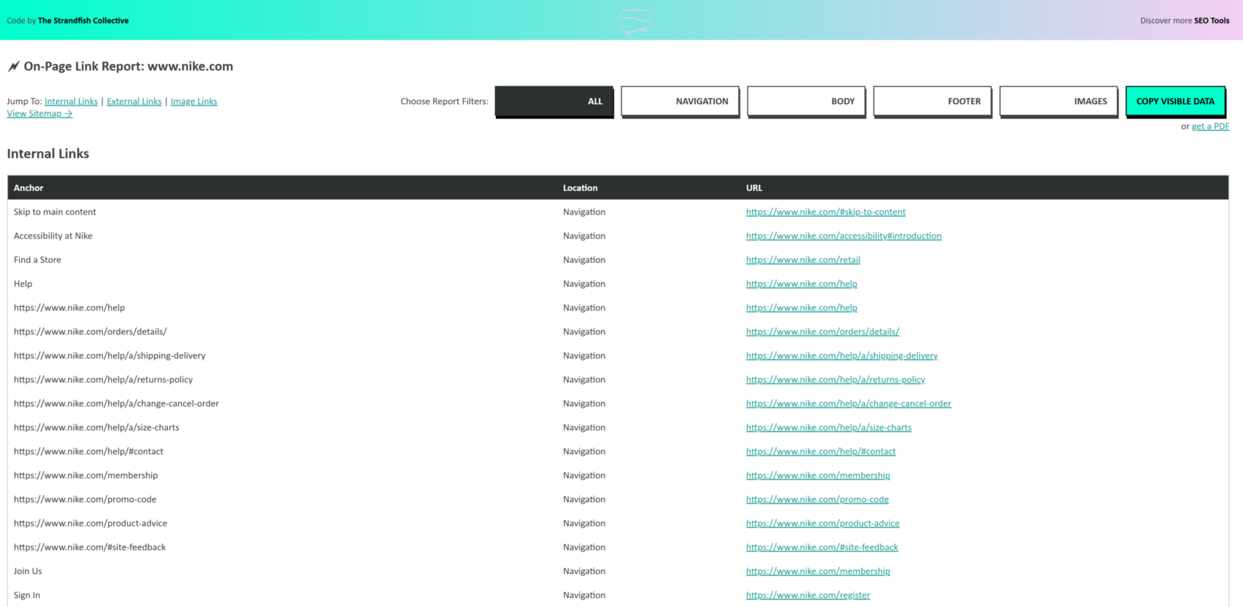 🗲 On-Page Link Report